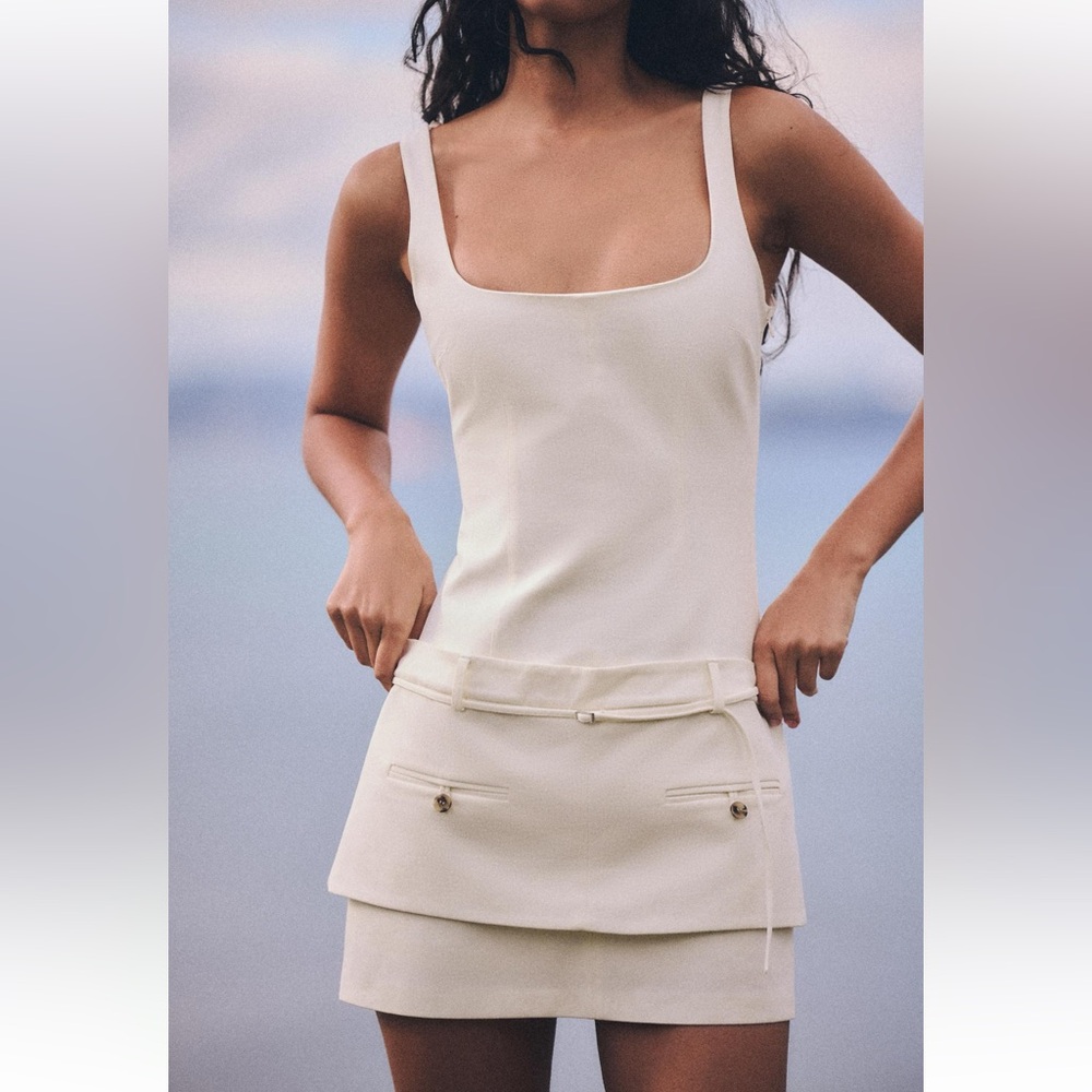 Sara Belted Fitted Dress in Oyster White - SOLD OUT ONLINE INSTANTLY